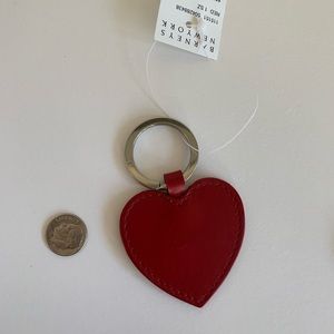 New tag Barney’s Red Heart leather keychain charm